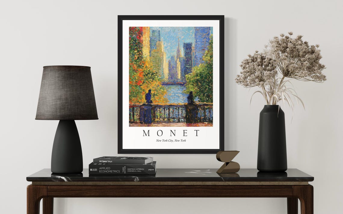 New York City Skyline From Central Park Monet Style Urban Poster - Image 3