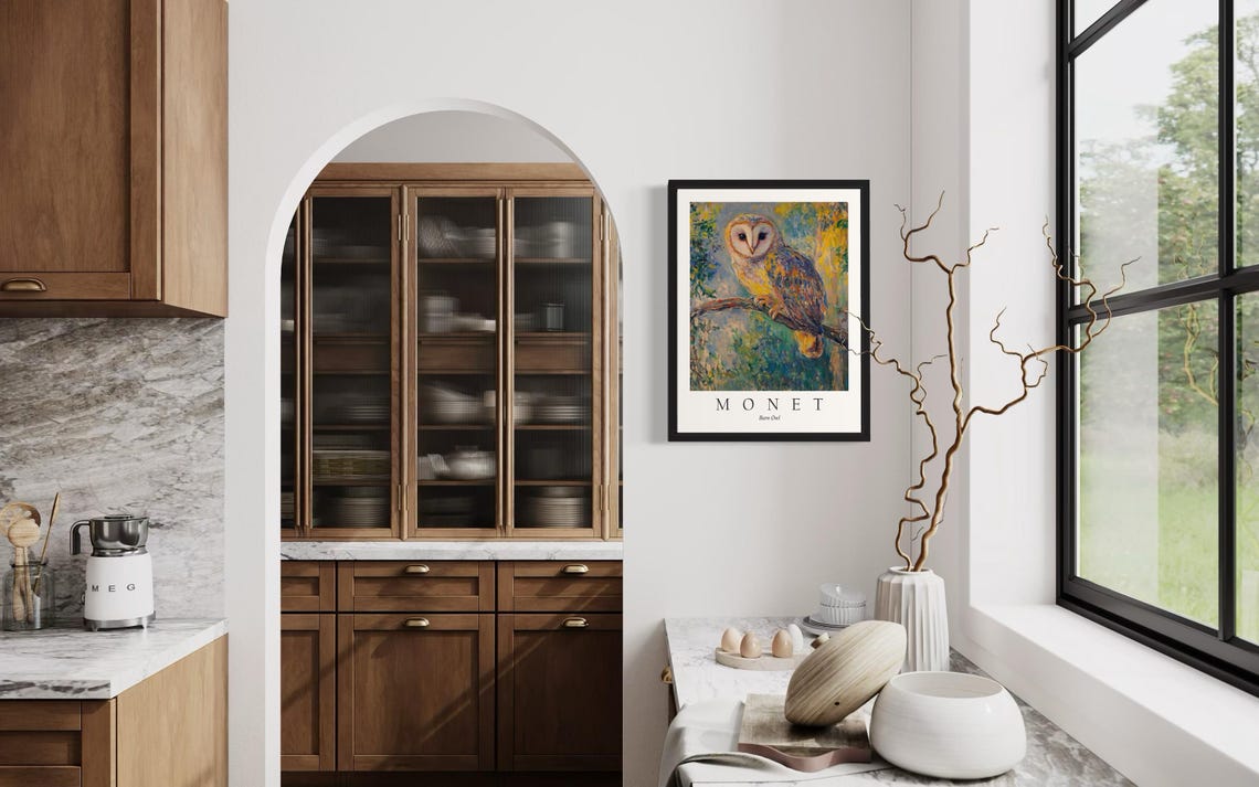 Barn Owl Bird, Monet-Inspired Art Print - Image 2