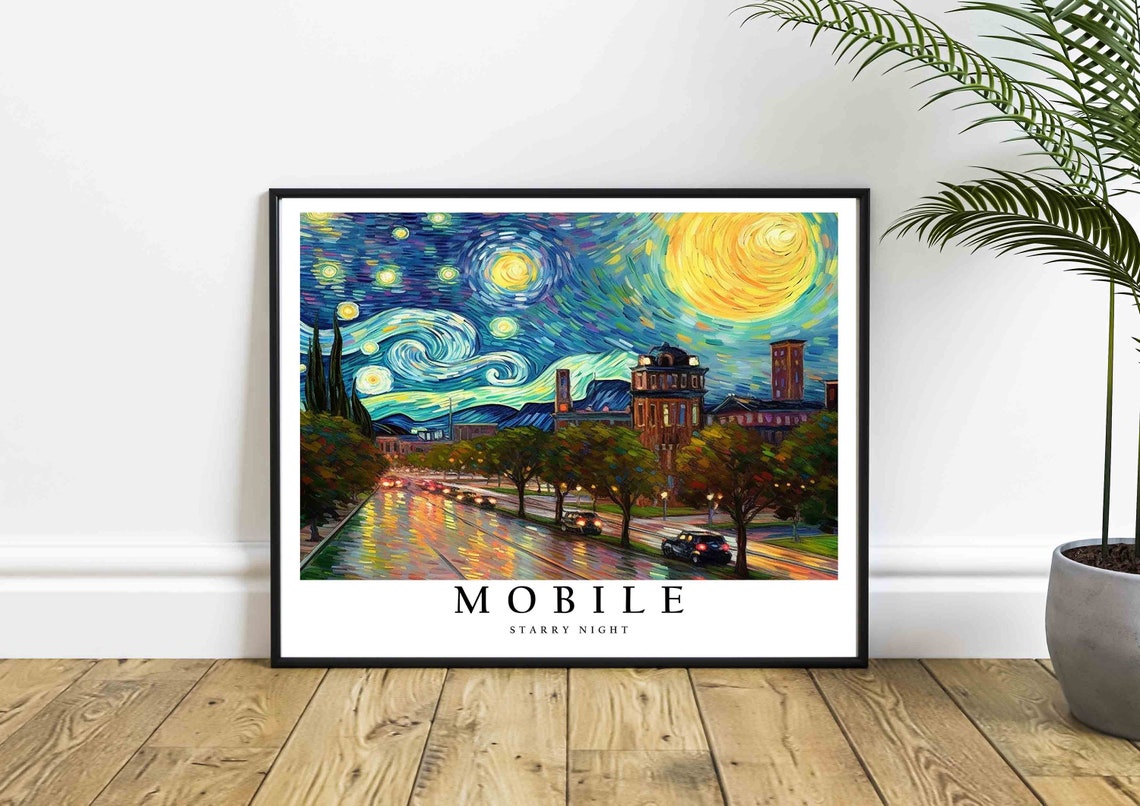 Mobile Starry Night Van Gogh Style Street Scene Poster Home Decor Gift - Image 4