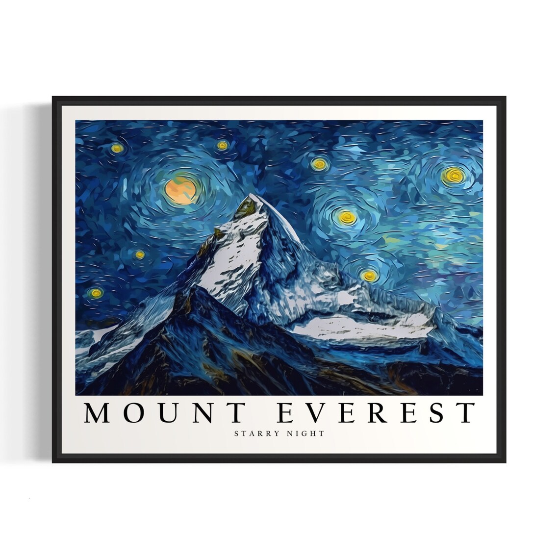 Mount Everest Starry Night Snowy Himalayan Peak Night Sky Art Poster