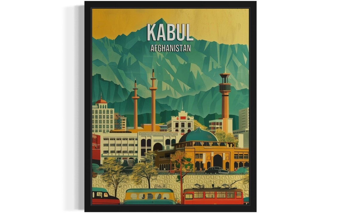 Kabul Afghanistan Retro Travel City Mountains Poster Home Decor Gift