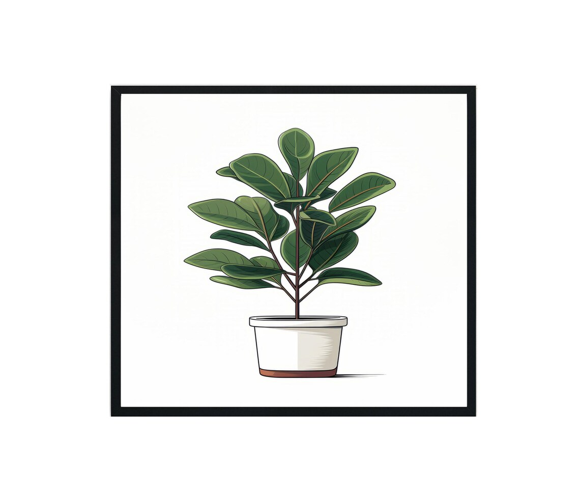 Ficus Elastica Plants Art Print, Botanical Decor