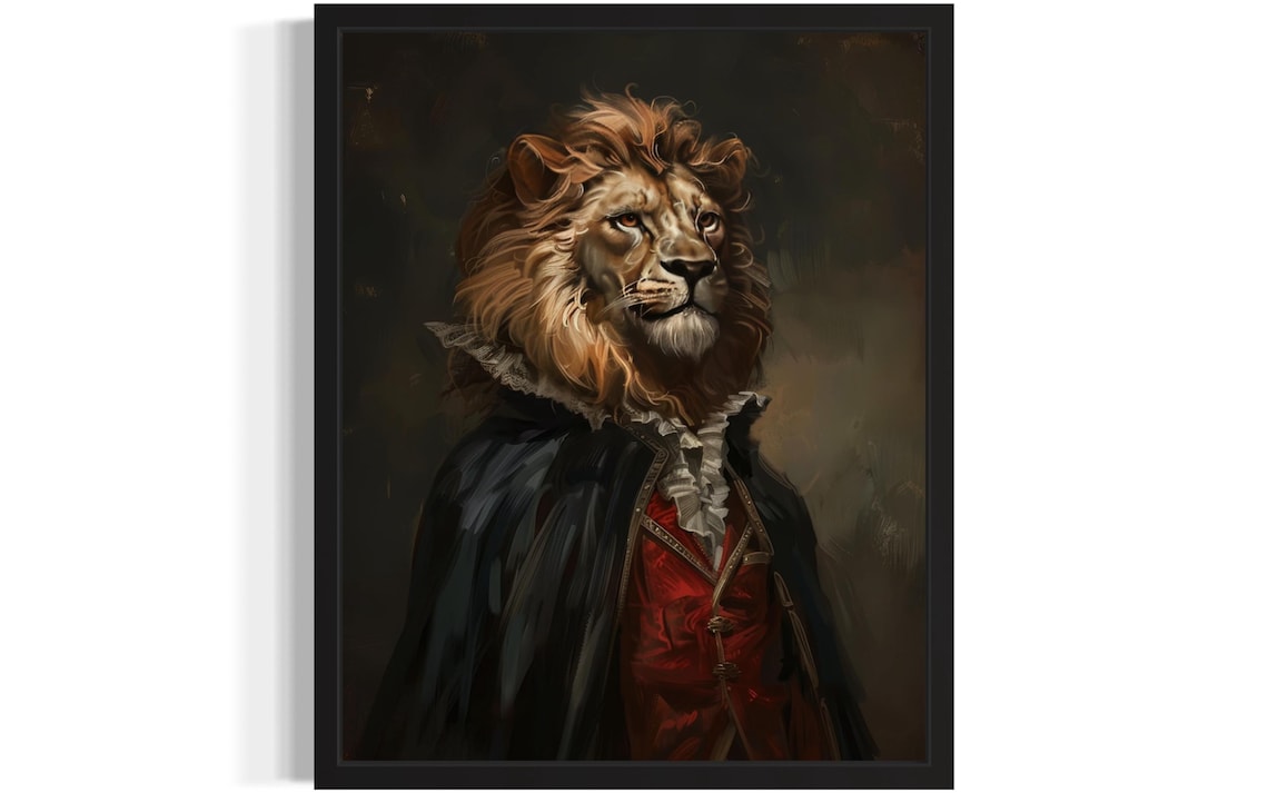 Fierce Lion Vampire Lord In Black Cape Gothic Portrait Poster