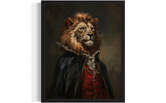 Fierce Lion Vampire Lord In Black Cape Gothic Portrait Poster
