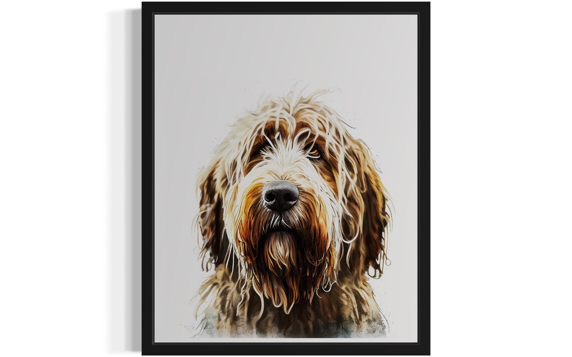 Shaggy Otterhound Dog Warm Brown Coat Watercolor Portrait Poster