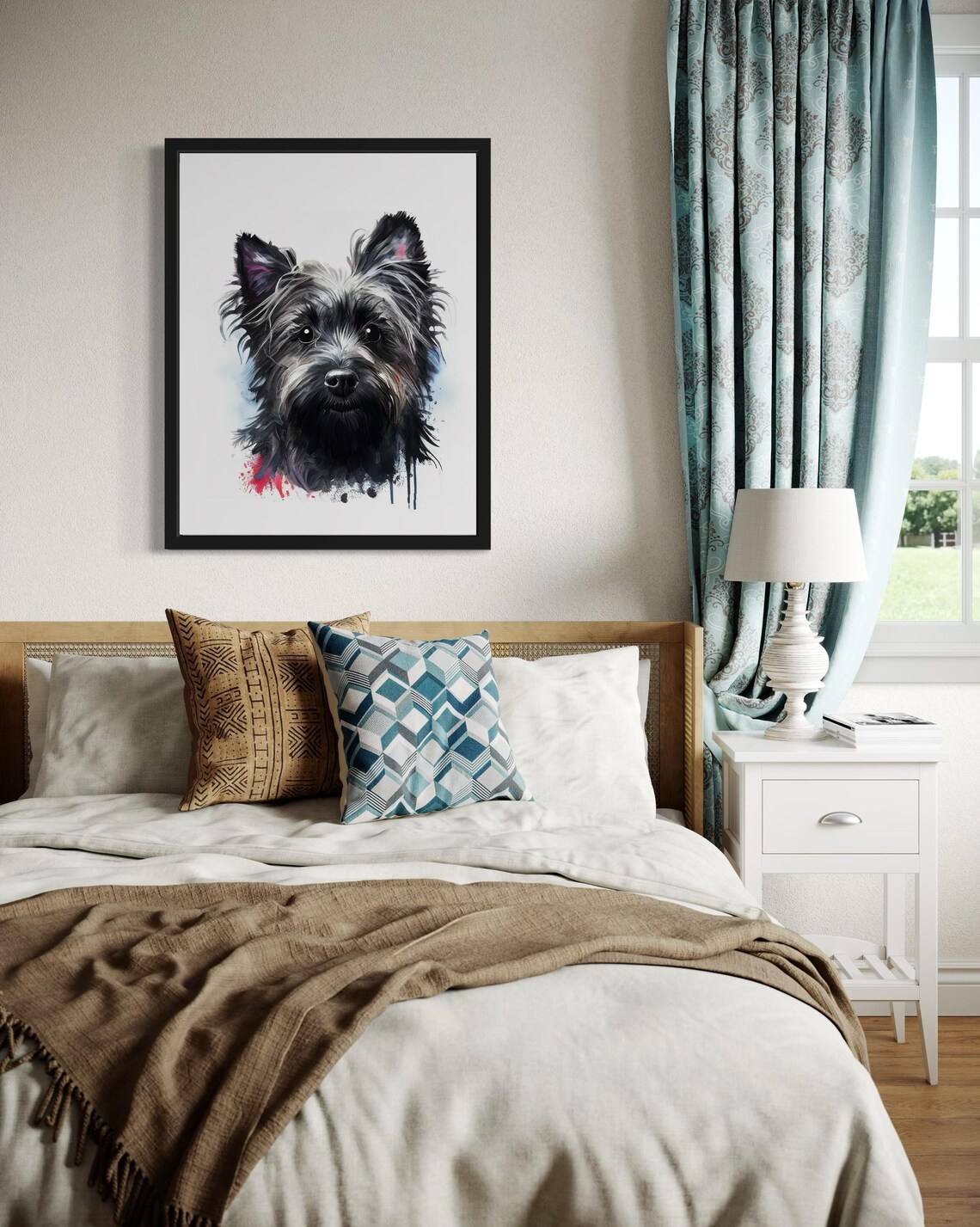 Skye Terrier Small Dark Dog Watercolor Portrait Breed Art Poster - Image 4