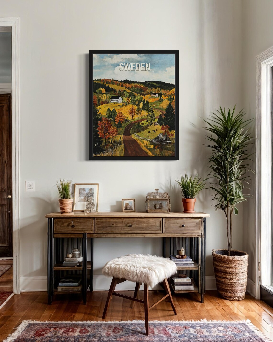 Sweden Autumn Farmland Vintage Travel Poster Artwork Scenic View - Image 2