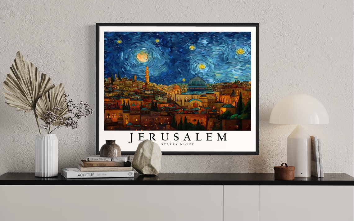 Jerusalem Starry Night Art Print Van Gogh Jerusalem Poster Wall Art Original Jerusalem Painting Decor - Image 2