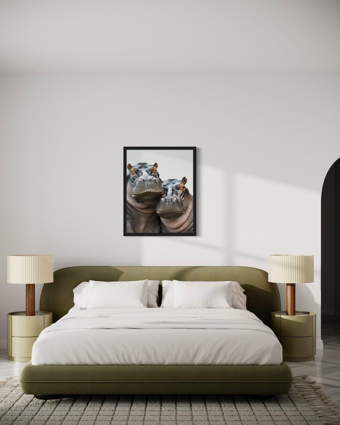 Two Happy Hippos Face Close-Up Minimalist Wildlife Photo Poster - Image 3