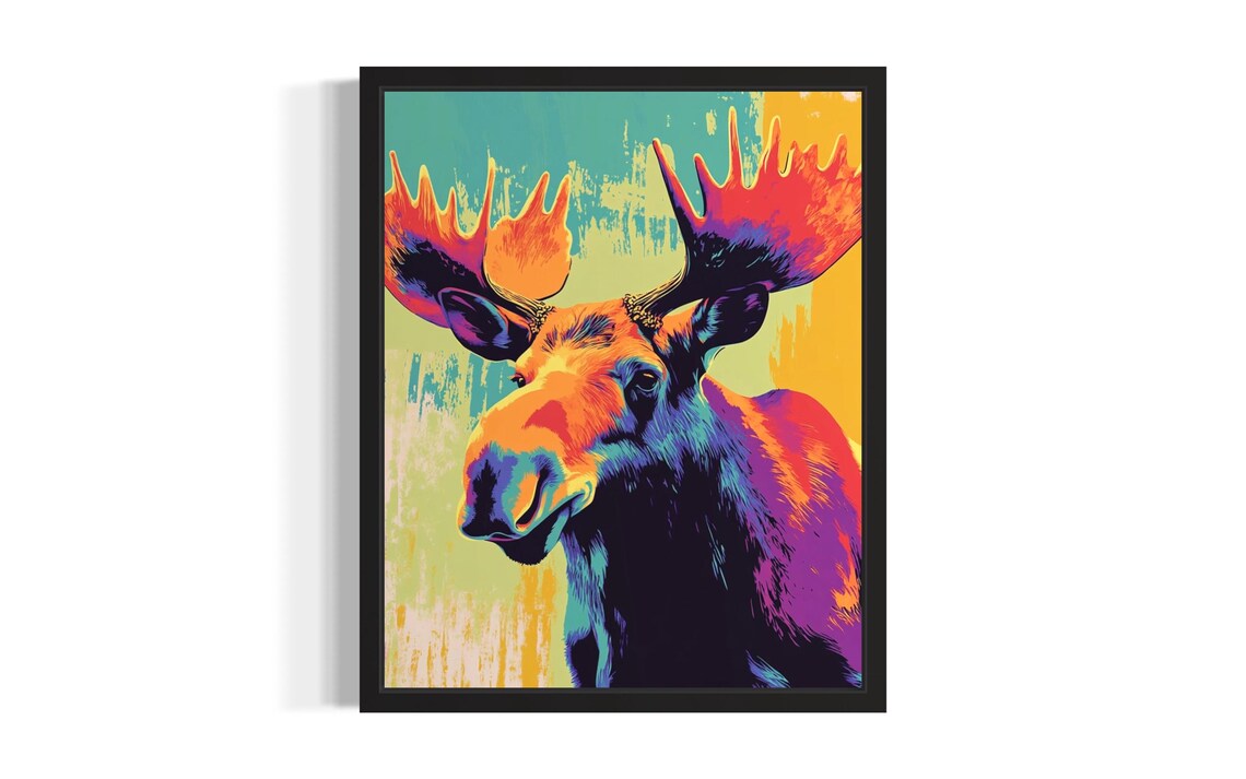 Moose Pop Art Poster Print Living Room Wall Original Paint Artwork Decor
