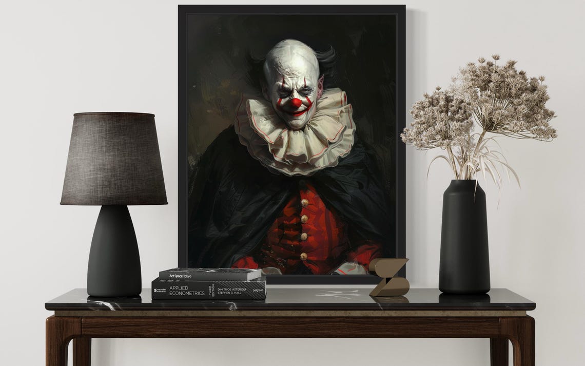 Sinister Painted Clown Vampire Lord Horror Halloween Portrait Poster - Image 2