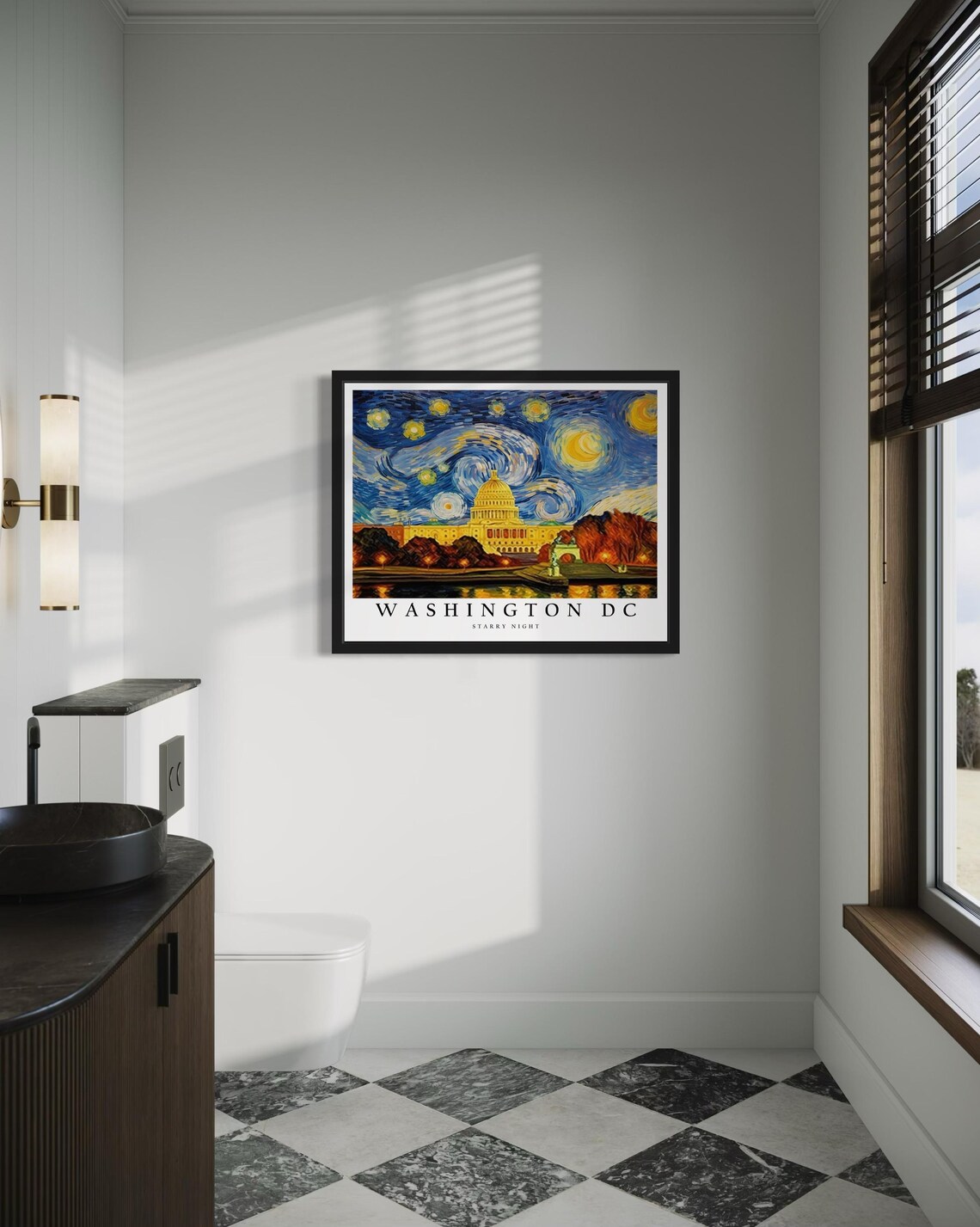 Washington Dc Starry Night, Van Gogh Art Print - Image 4