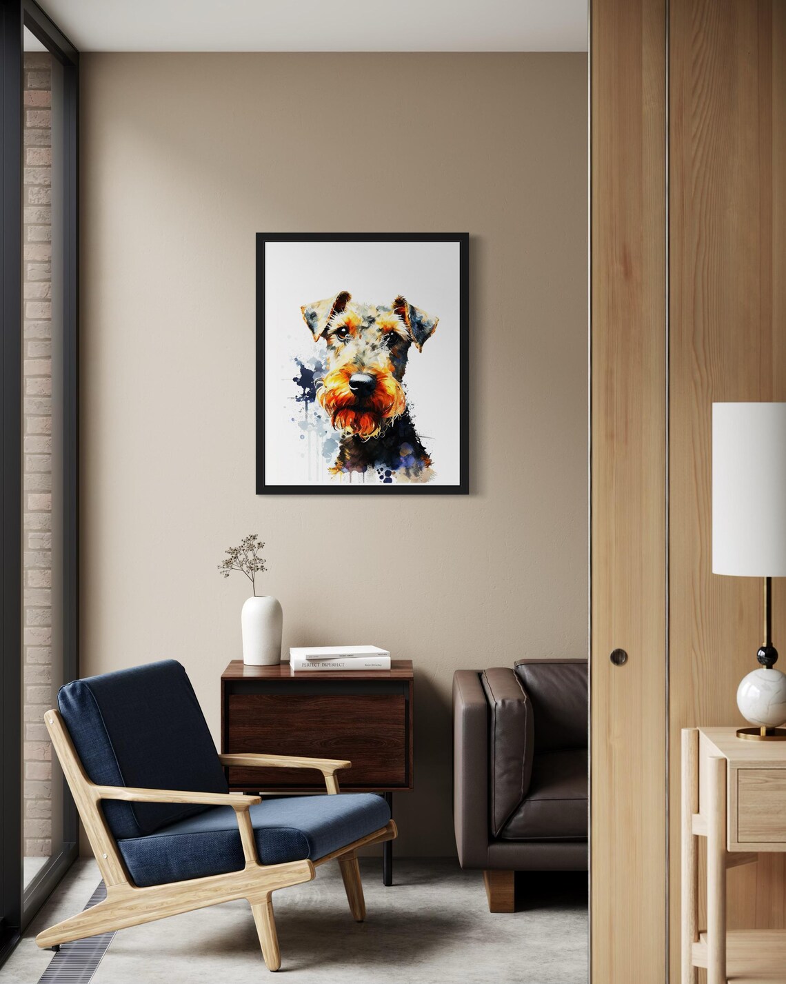Welsh Terrier Watercolor Portrait Rustic Breed Dog Art Poster - Image 2