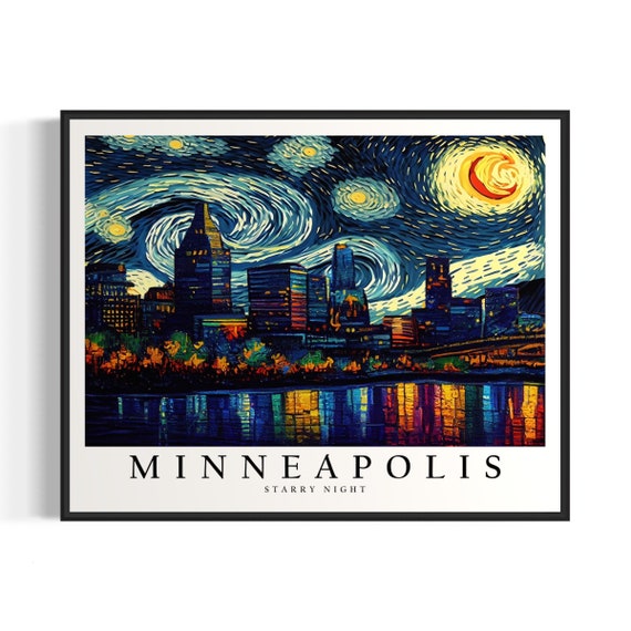 Minneapolis Starry Night Art Print Van Gogh Minneapolis Poster Wall Art Original Minneapolis Painting Decor