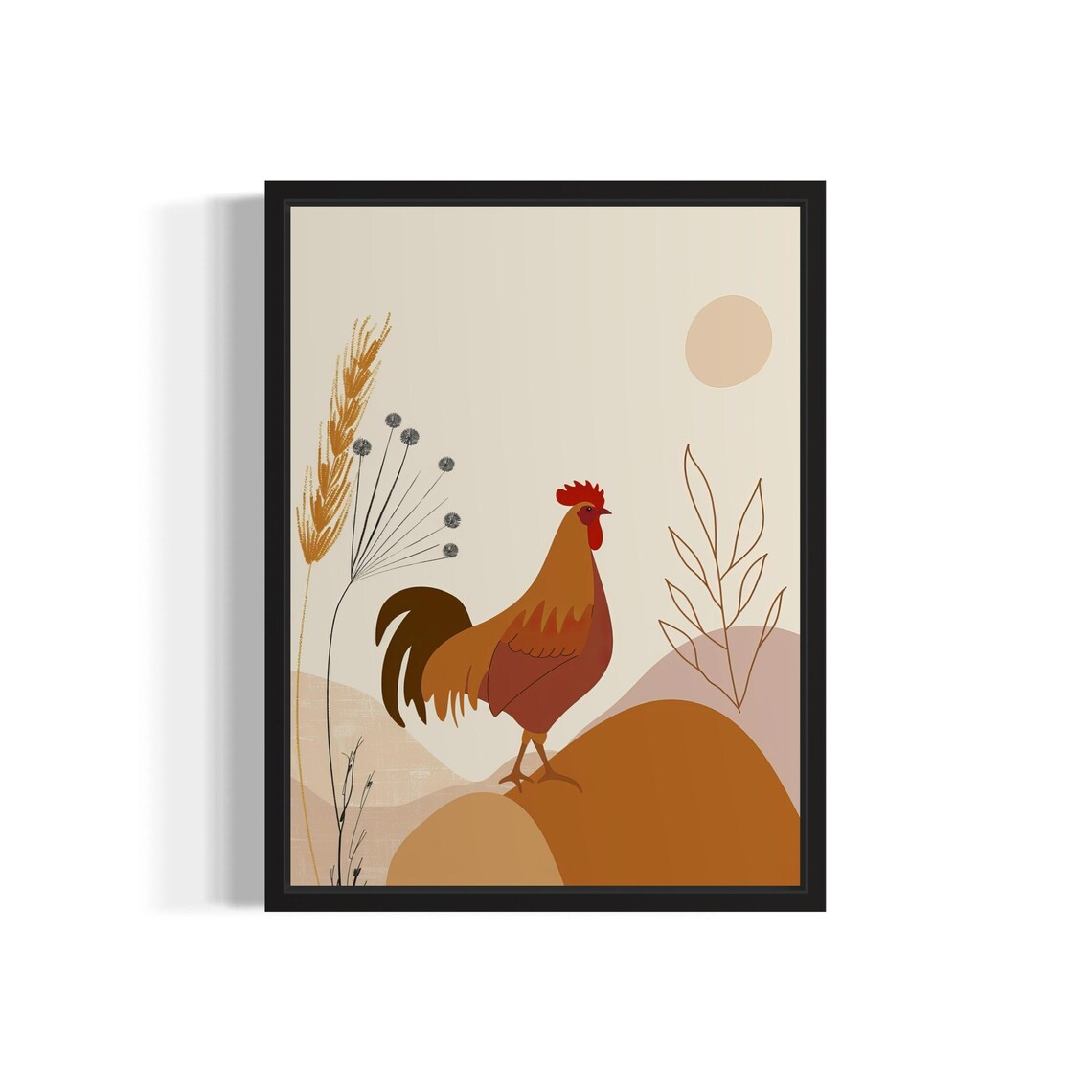 Proud Rooster Boho Terracotta Desert Landscape Minimalist Art Poster