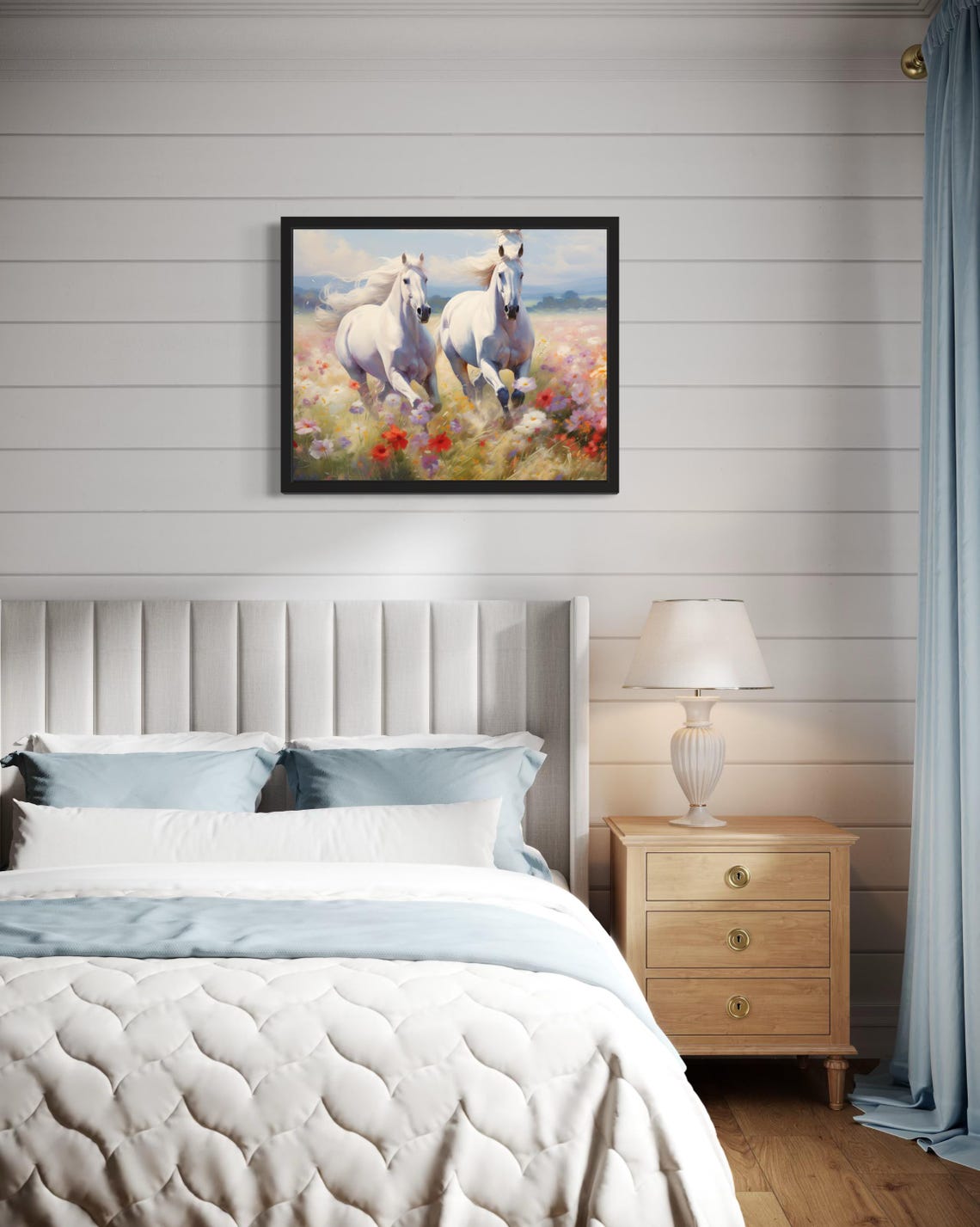 Two White Horses Abstract Art Print - Image 4