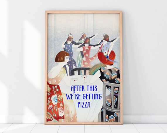 Vintage Pizza Print Funny Dining Room Decor Funny Altered Art Print Vintage Trendy Kitchen Poster Cute Dorm Decor Pizzeria Wall Art
