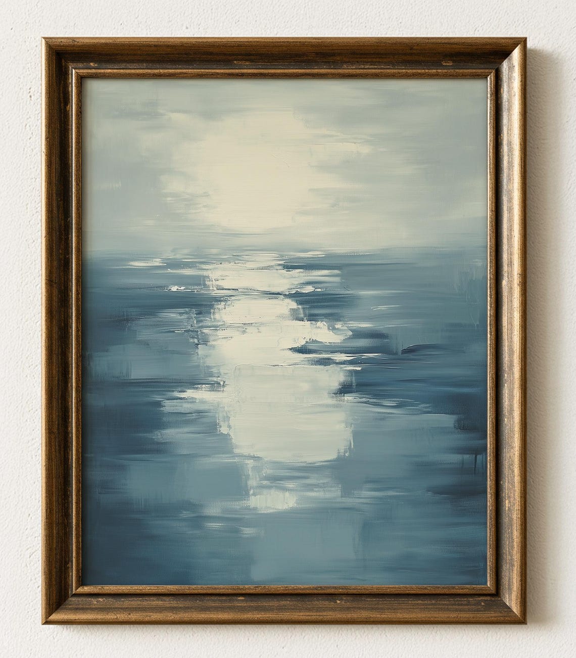 Abstract Blue Ocean Waves Calm Minimalist Modern Coastal Art Poster