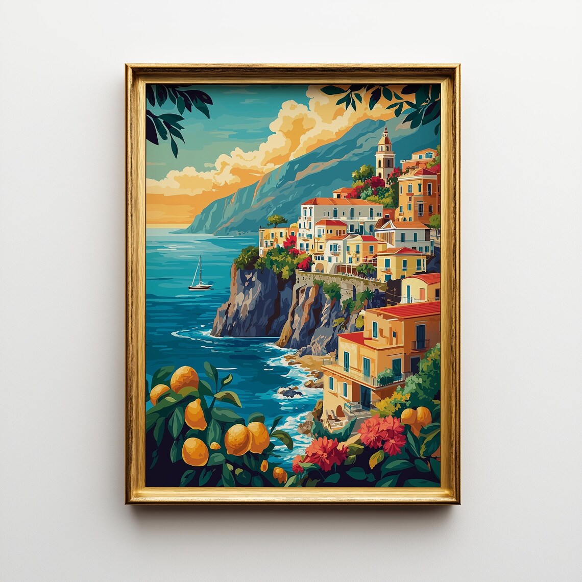 Art Deco Amalfi Coast Vintage Italian Travel Poster
