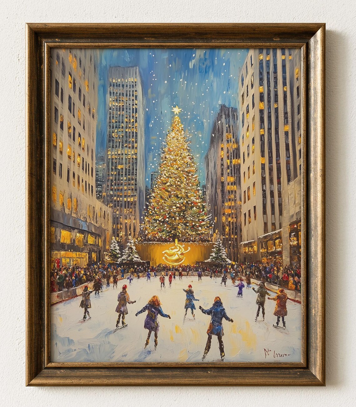 Rockefeller Center Christmas Tree and Ice Rink NYC Holiday Poster