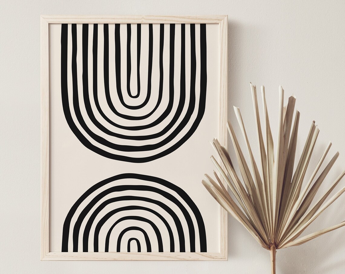 Black Arches Print, Boho Abstract Wall Art