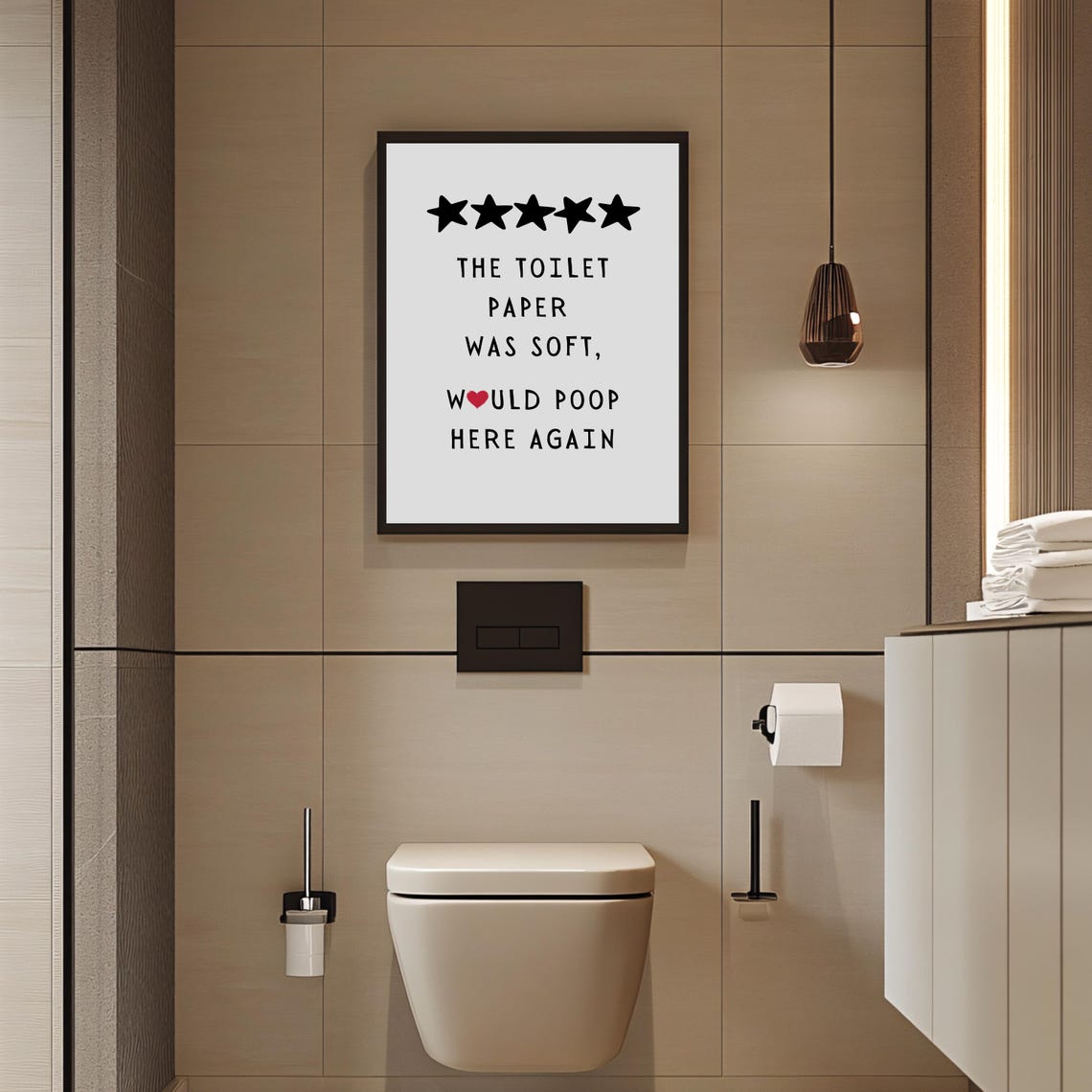 Funny Toilet Wall Art 5 Star Review Print Would Poop Here Again Cloakroom Wall Art Guest Bathroom Print Toilet Sign Funny Toilet Print - Image 3