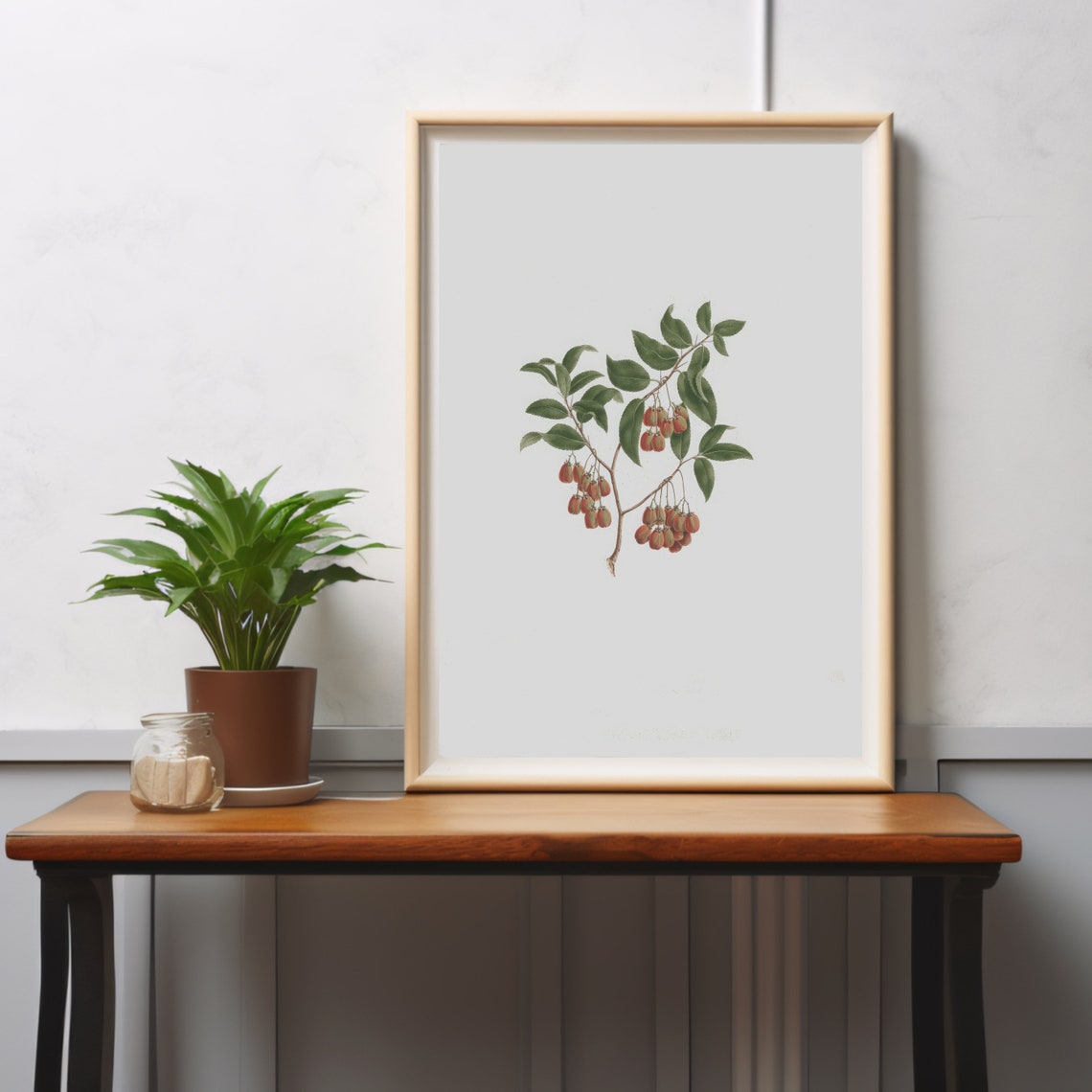 Vintage Botanical Berry Branch Illustration Antique Farmhouse Poster - Image 2