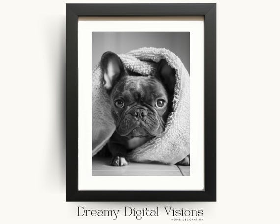 Adorable French Bulldog Print Birthday Or Christmas French Bulldog Gift Cute Bathroom Decor Animal Wall Art Bulldog Wall Art