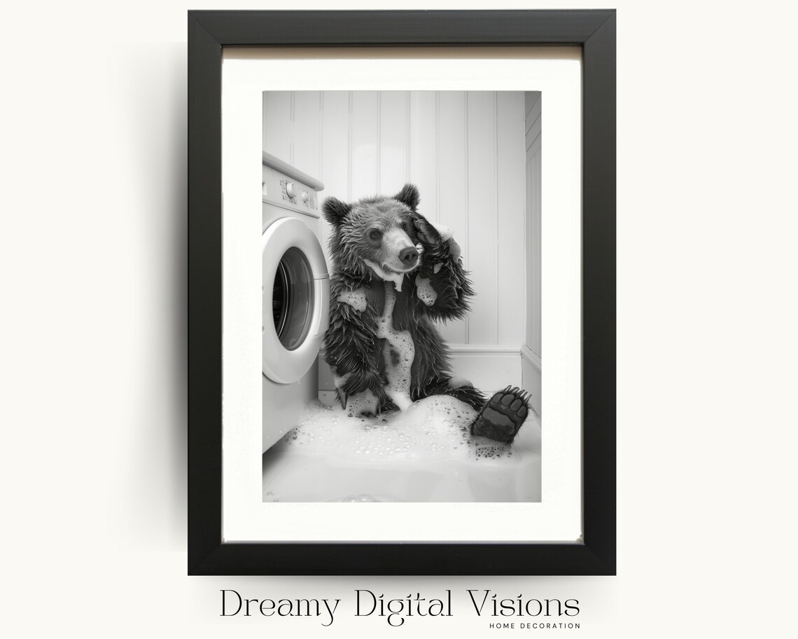 Stressed Bear Laundry Room Humor Art Print