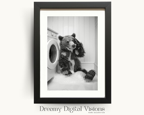 Stressed Bear Laundry Room Humor Art Print