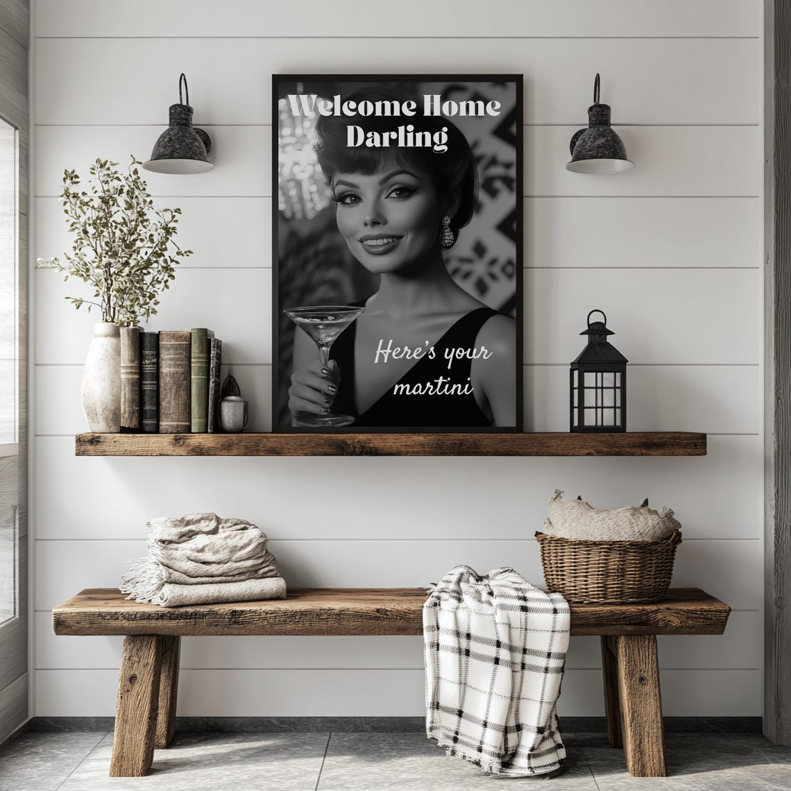 Welcome Home Darling Retro Martini Woman Vintage Cocktail Poster - Image 3