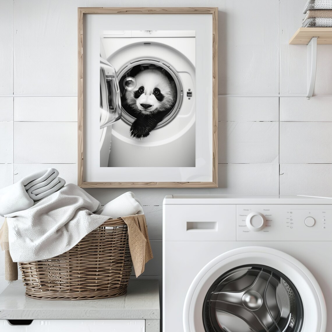 Adorable Panda Laundry Room Art Print, Funny Poster - Image 2