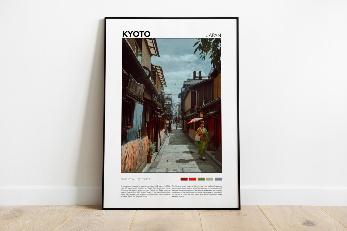Kyoto Japan Historic Old Street Kimono Walk Photo Travel Print