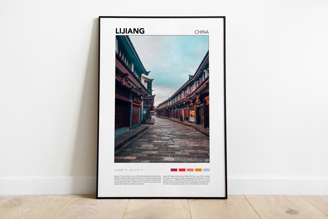 Lijiang China Ancient Old Town Street Photography Travel Poster