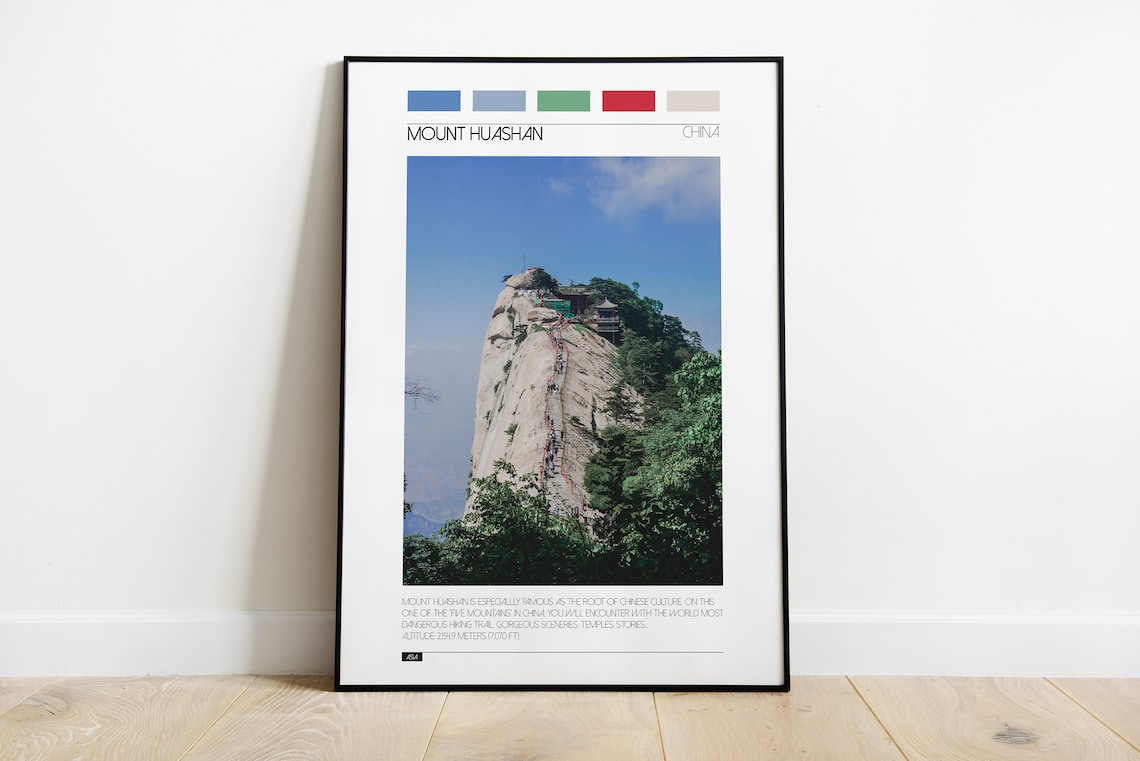 Mount Huashan China Cliff Hiking Trail Adventure Travel Print