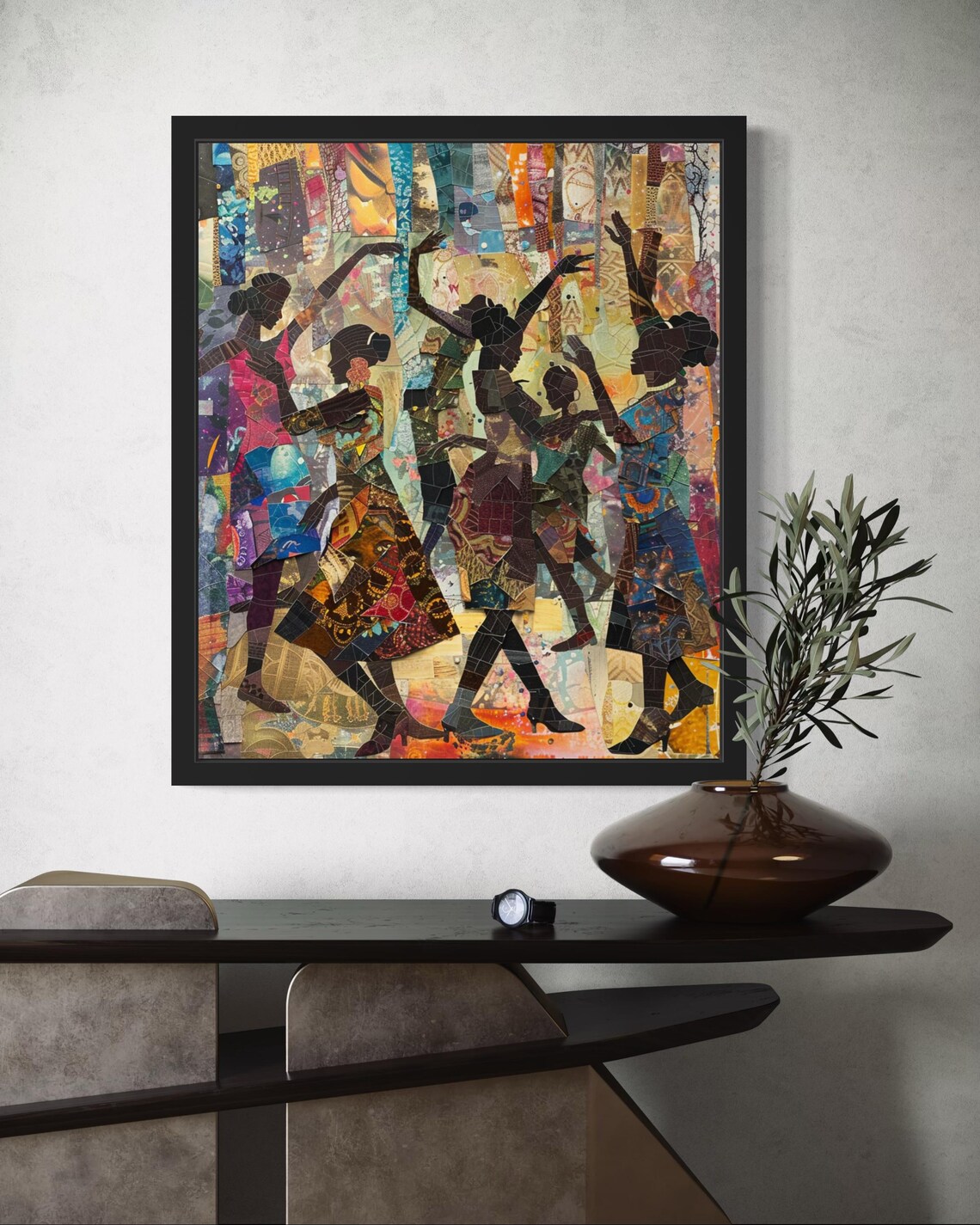 African Collage Art Print, Vibrant Dance Scene - Image 7