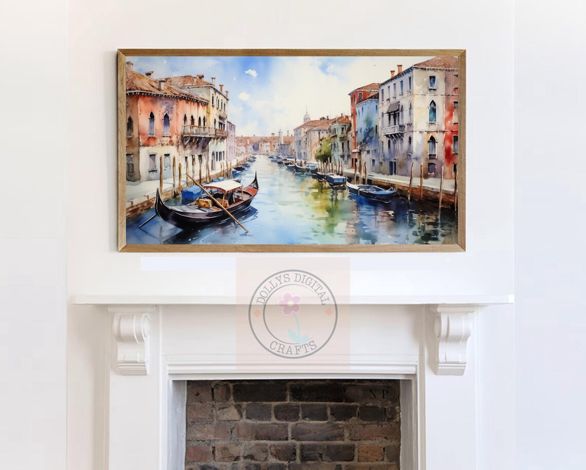 Gondola on Venice Canal Watercolor Painting Italy Travel Wall Art - Image 7