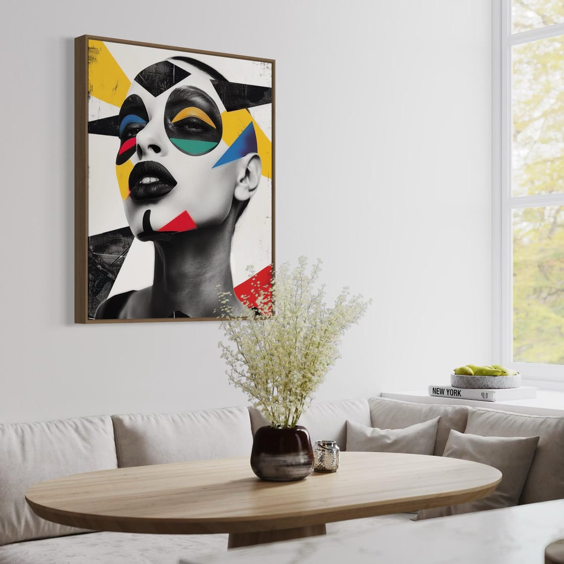 Modern Abstract Portrait Art Print Geometric Face Wall Decor Bold Pop Art Print In Black White And Color - Image 5