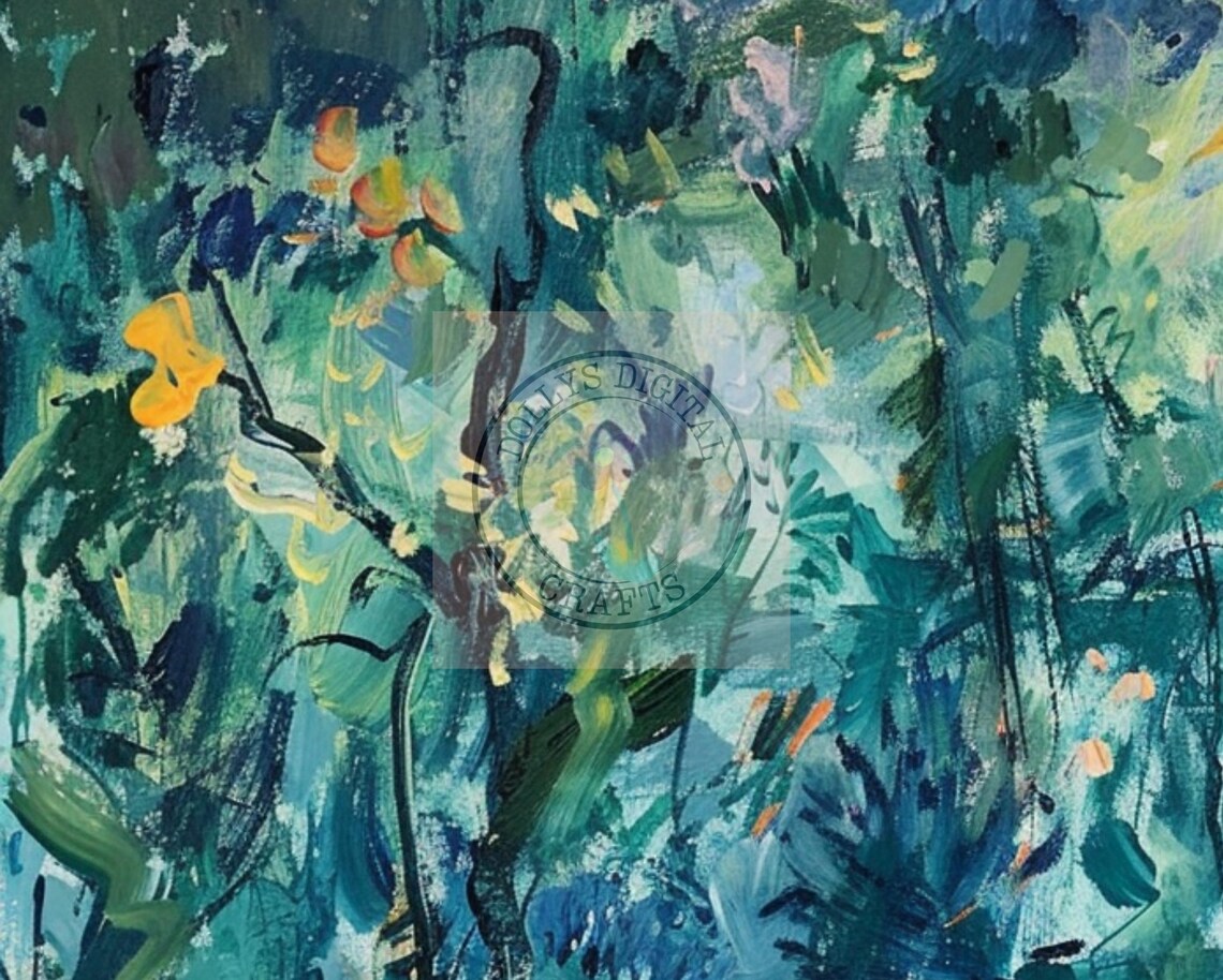 Abstract Green Garden Impressionist Painting Nature Art Poster - Image 5
