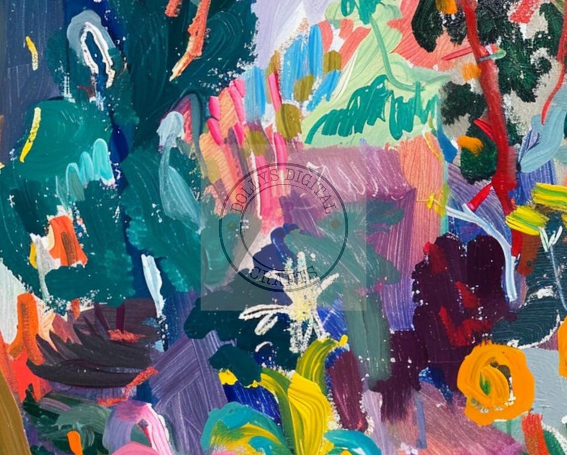 Colorful Abstract Garden Painting Vibrant Modern Floral Wall Art - Image 5