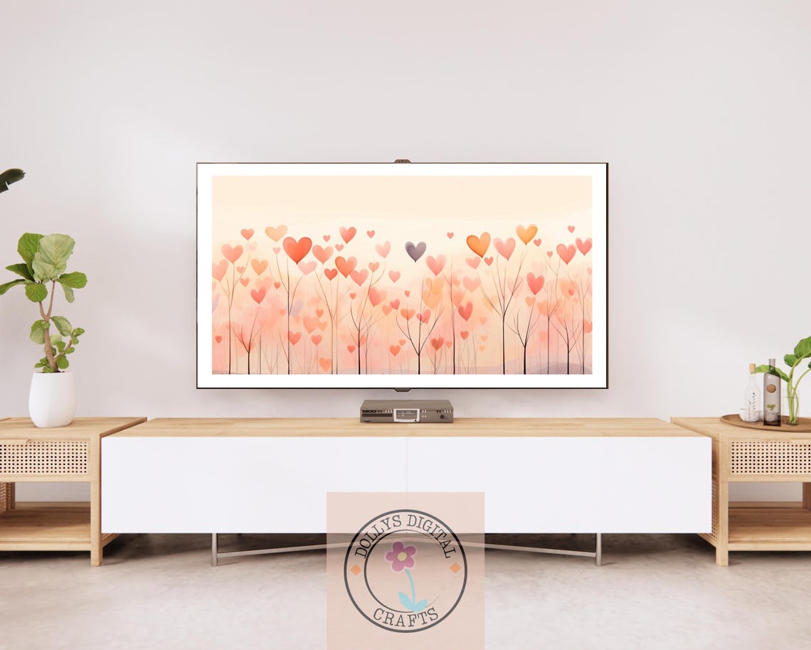 Pastel Hearts Field Whimsical Love Trees Sweet Dream Poster Home Decor - Image 2