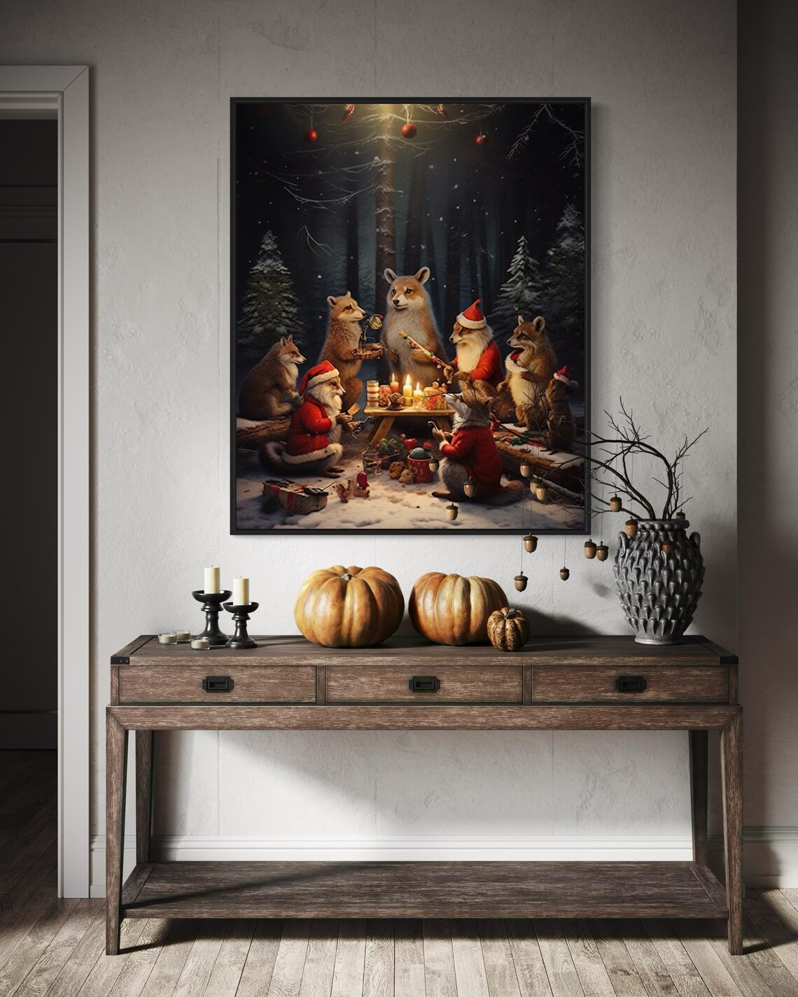 Woodland Animals Christmas Party Cozy Holiday Forest Scene Poster - Image 6