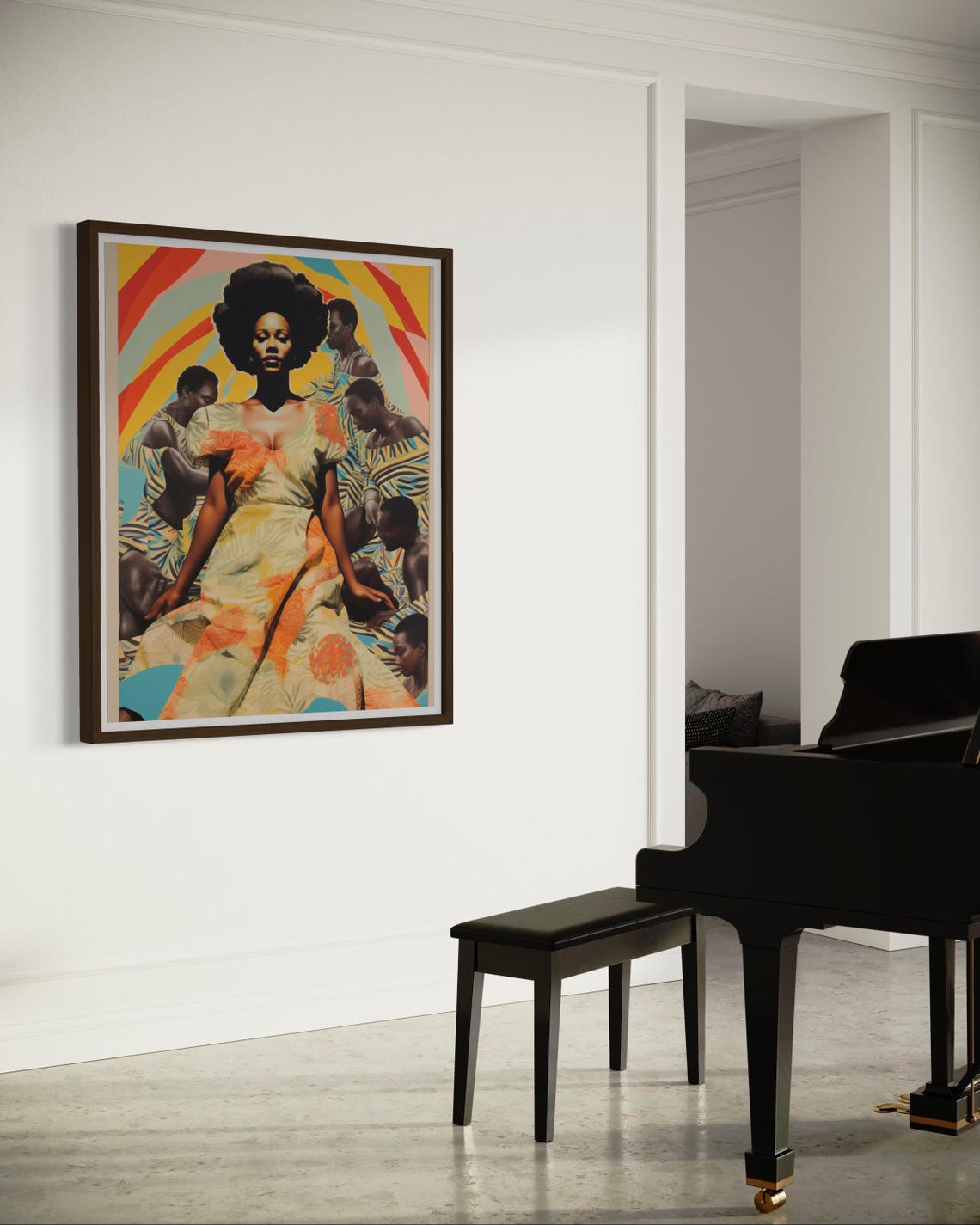 Vibrant Afrocentric Woman Collage Afro Sunburst Color Poster - Image 5