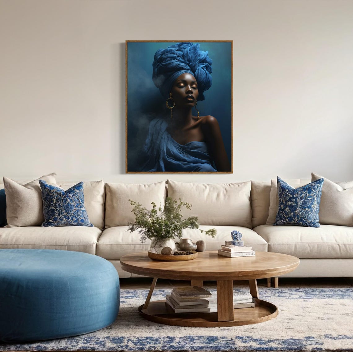 Black Woman Fashion Art Afrocentric Portrait With Gold Earrings Stylish Afro Art Print Modern Wall Decor Melanin Fashion Poster - Image 3