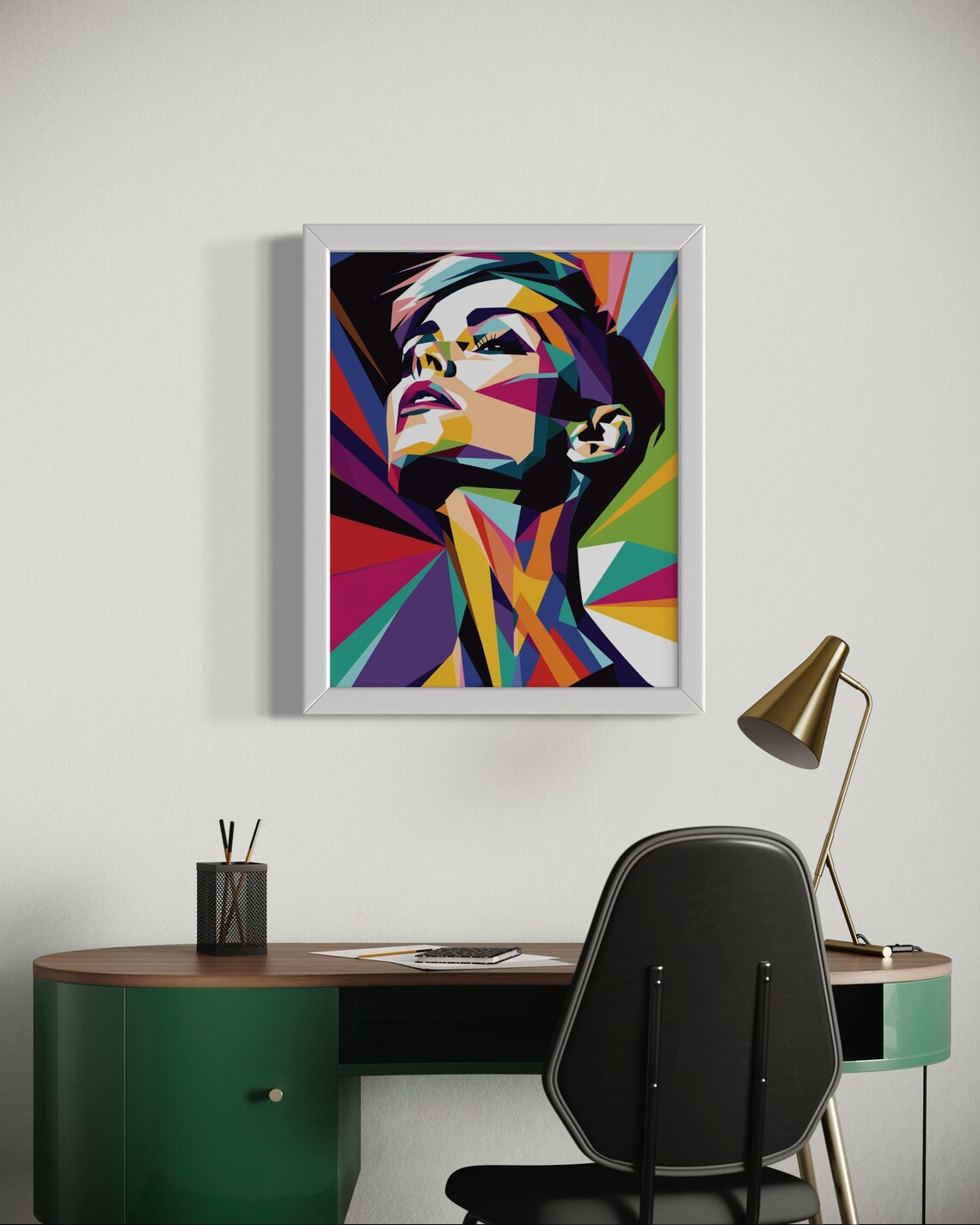 Geometric Low Poly Woman Portrait In Rainbow Facets Pop Art Print - Image 6