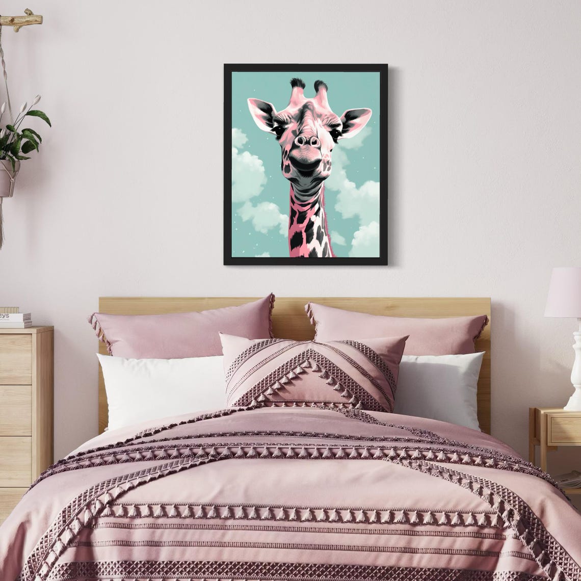 Pink Giraffe Face Pop Art Cute Animal Whimsical Nursery Poster - Image 7
