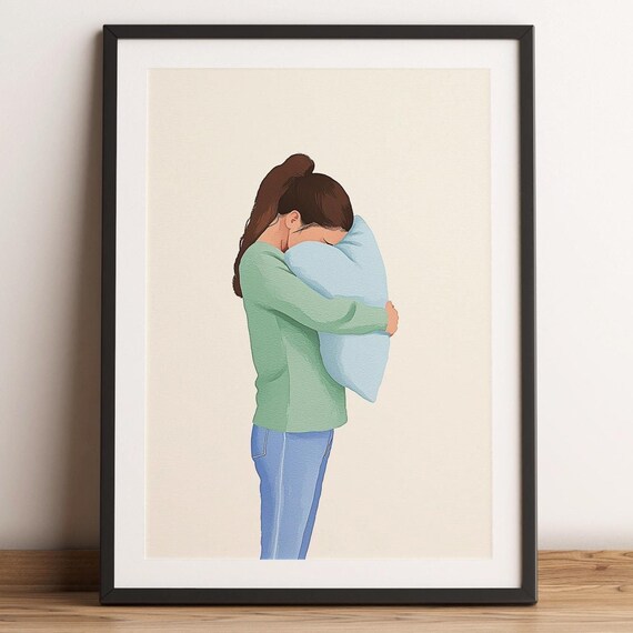 Mom Pillow Talk Watercolor Motherhood Kitchen Illustration Poster