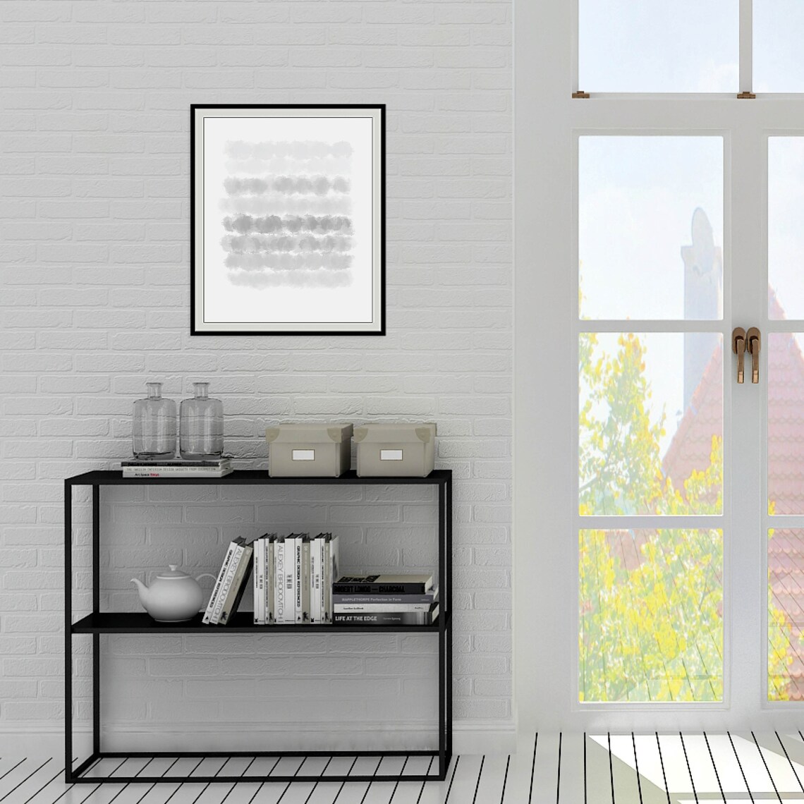 Gray Watercolor Brush Stroke Abstract Modern Minimalist Wall Art - Image 2