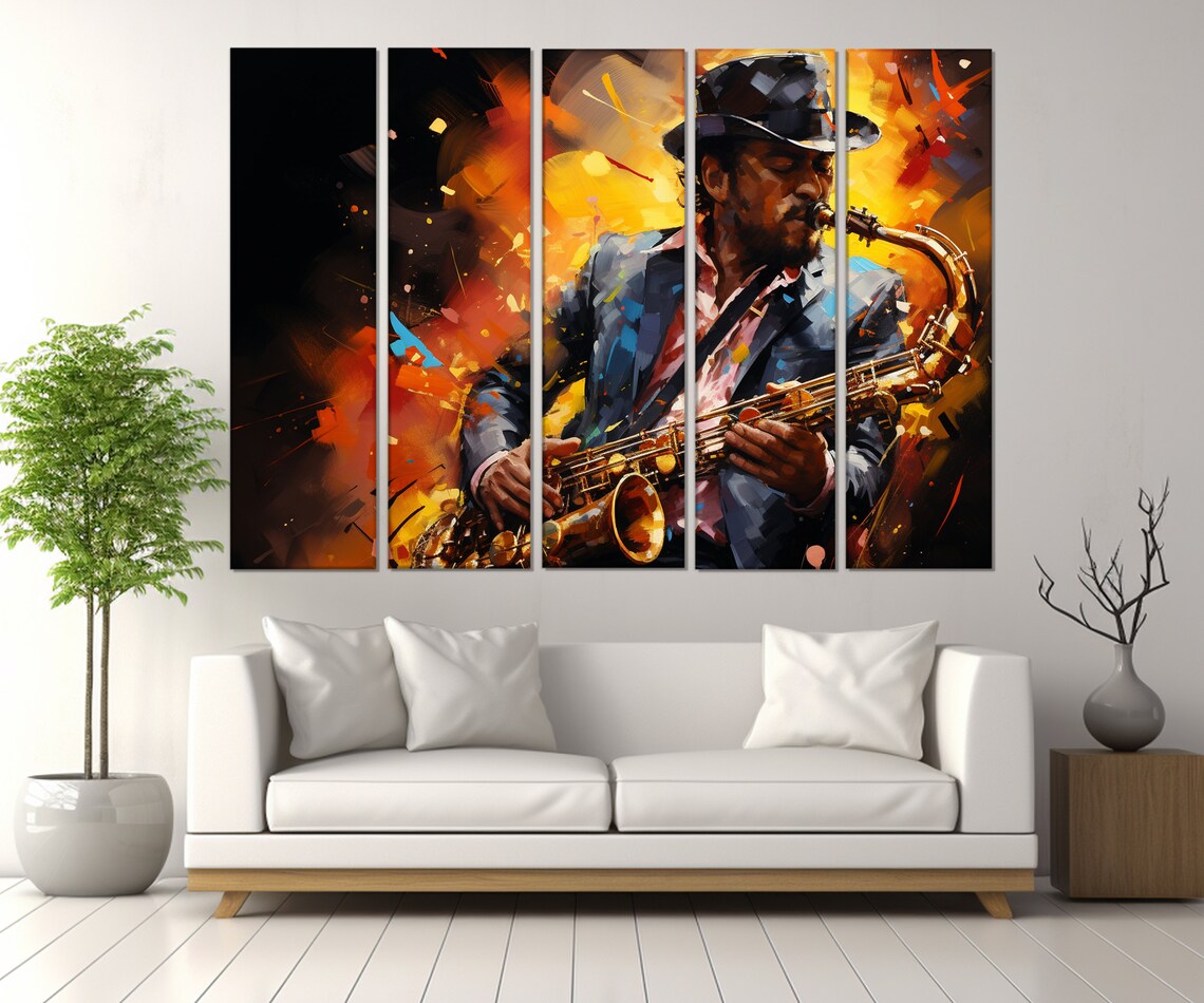 Abstract Saxophonist Music Art Print, Musician Gift - Image 3