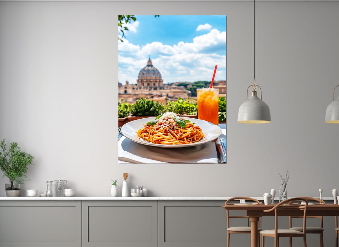 Rome Pasta Plate Saint Peter Dome View Italian Food Wall Art Poster - Image 3